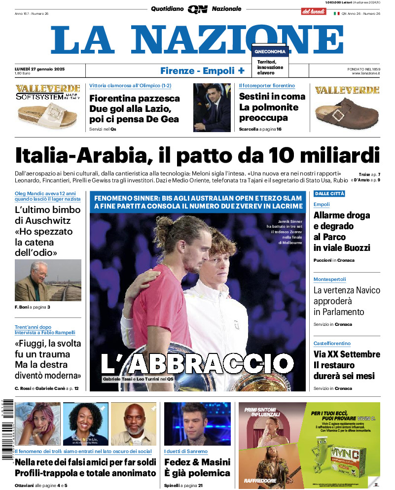 Prima-pagina-la nazione-edizione-di-oggi-20250127